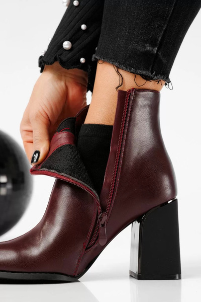 Zaira Women's burgundy padded ankle boots made of eco-leather Dalia #22650 - 40