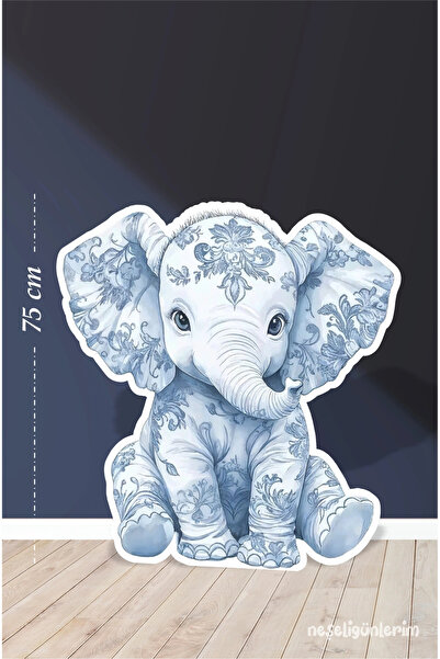 neşeli günlerim Concept de panou de podea de 75 cm cu tematică elefant albastru Safari |   Design |   Ușă |   Camera |   Decor