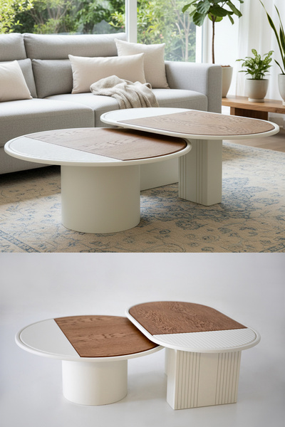 Eymense Asus İkili Orta Sehpa Seti Meşe