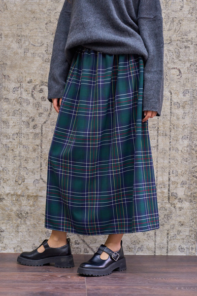 KÜÇÜĞÜM BUTİK Green Plaid Gathered Skirt