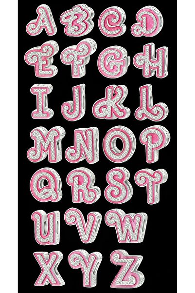 Limitless Design Pembe Taşlı Harf Sticker Seti – 22×30 cm | Alfabe Çıkartma |...