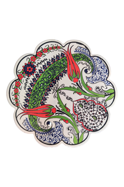 e-meta Türk Çini Sanatı 18 cm Seramik Nihale / Tencere Demlik Altlığı - Papat...