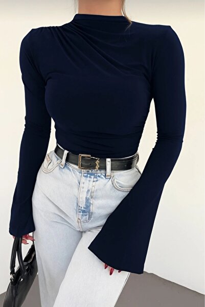 modapark.ist Γυναικεία μπλούζα με κορδόνια με ισπανικό μανίκι