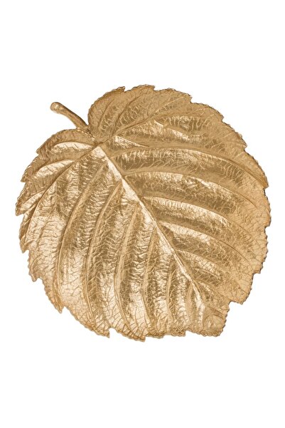 AB HOMES Decorative leaf platter, gold color, 25x27x4 cm