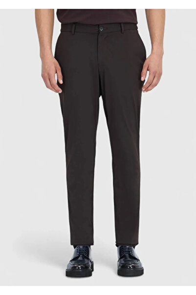 Ramsey Brown Straight Knitted Jogging Fit Casual Pants