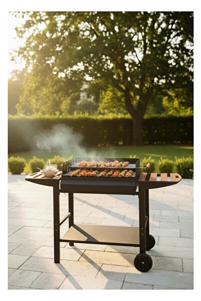 Padilon Büyük Boy Kömürlü Mangal – Çift Izgara, Tekerlekli, Ayarlanabilir Krom Izgara, Barbekü Mangal