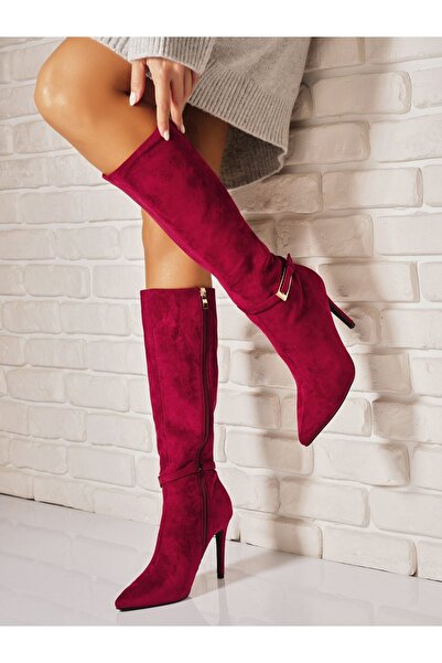Joana Bordo Suede High Heel Boots - Leather