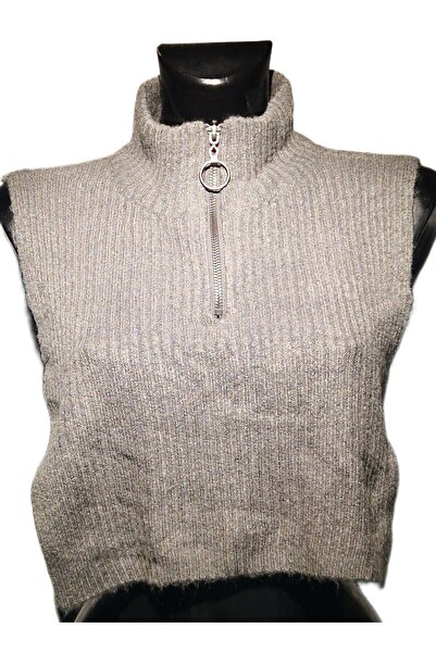 OEM Women's collar with zipper, gray, cut out on the sides, warm, universal size