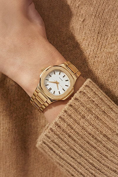 İnogge Pedoni Gold Case Gold Cord White Dial Women Wristwatch