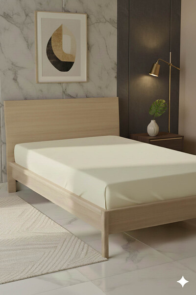 FAVORA 100% Cotton Ranforce Premium Single Bed Sheet - Cream