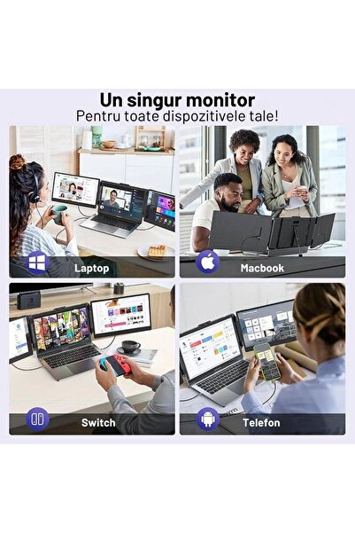 Sim Online Expandable and Portable Monitor, 14inch FHD 1080P, Plug & Play, 13.3-16.5 inch Laptops, USB-C, HDMI