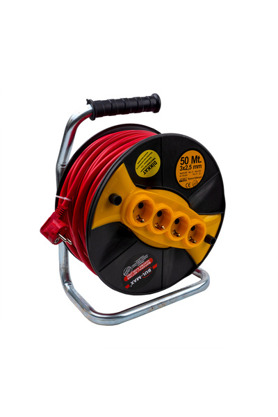 Campion Extension Cable Reel with 4 Sockets, 50m, 3x2.5mm, Outdoor Use, Black