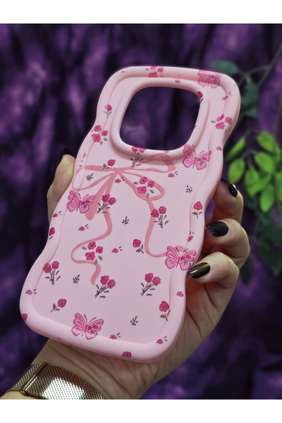 Magic Ring Xiaomi Redmi Note 14 Pro 4g Compatible Butterfly Ribbon and Floral Pattern Pink Phone Case