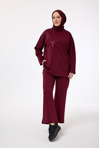 My City 6073 - Stylish Comfortable Women's Star Embroidery Detailed Pants Tunic Set