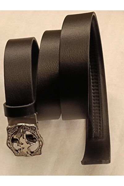 Butik Tülin Unisex Authentic Genuine Cowhide Leather Black Patterned Silver D...