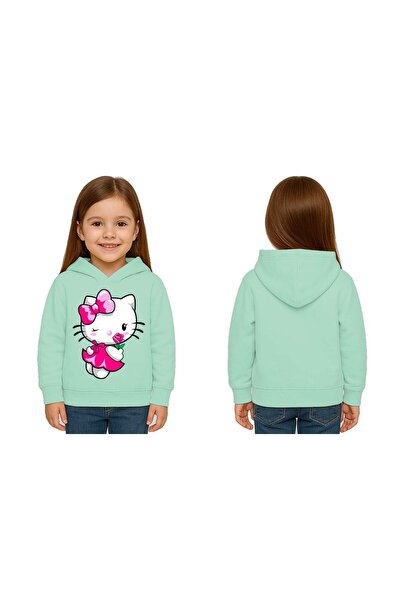 SEDİRLİ سويت شيرت للأطفال من هيلو كيتي مطبوع للجنسين مطبوع بغطاء رأس 3 خيوط م...