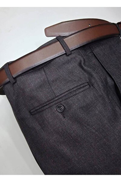 Ege Erkek Giyim Pantolon kışlık klasik kahverengi 67%Flanel-33%Yün kumaş