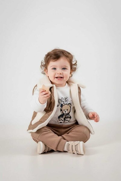 Mamman's Winter Suit, Inflatable Vest Set Lamb-Lined Thick Baby Boy Children's Suit with Micro-Pockets