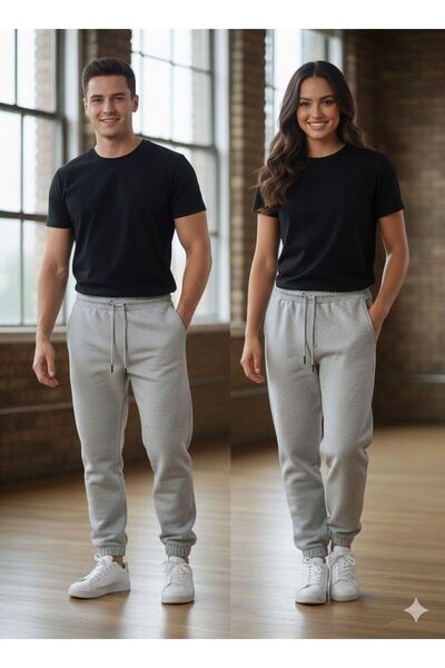 CAST COLLECTİON Unisex Gray Elasticated Legs Trackpants Fleece-Lined in a Pack