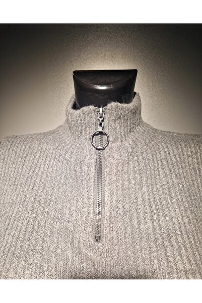 OEM Women's collar with zipper, gray, cut out on the sides, warm, universal size