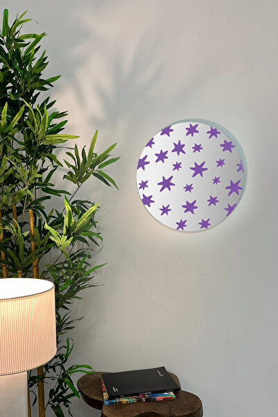 Ortakçı Design Echo Deco Yıldız Desen Baskılı Dekoratif Ayna Lila