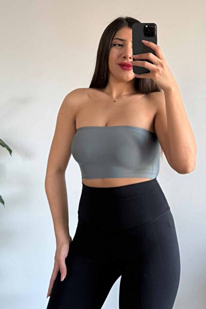 CİDDE Women's Strapless Seamless Crop Bustier