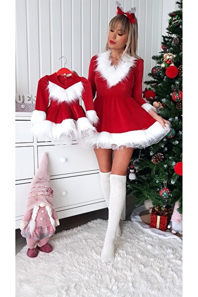 Voguesta Mother-daughter Christmas set Santa Joy red