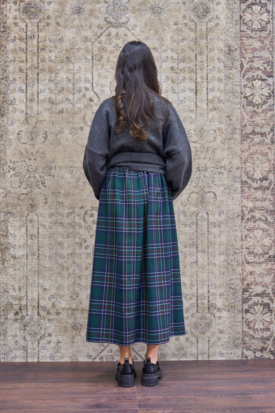 KÜÇÜĞÜM BUTİK Green Plaid Gathered Skirt