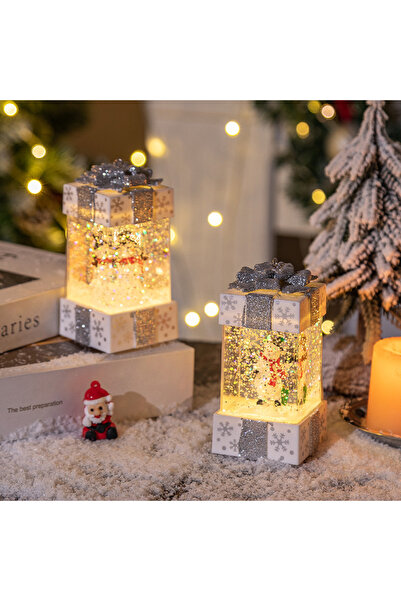 Generic Christmas Decorations Table Top Ornament with Lights and Snows Globe (White - SnowMan)