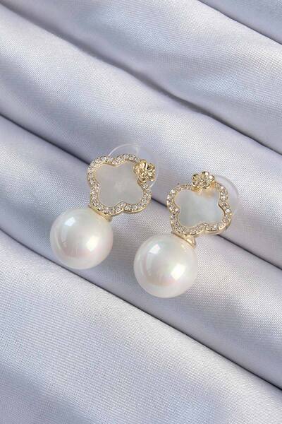 Skygo أقراط نسائية من حجر الزركون الذهبي اللون بتصميم زهرة بسيطة - TJ-BKP9480