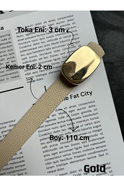 LİA KEMER 2-Piece Hoard Mirror Patterned Women's Gold Buckle Belt Jacket Belt Dress Belt Trouser Belt