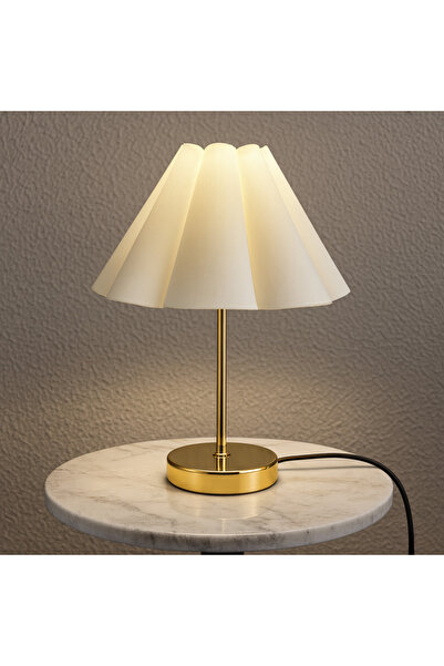 EvLight Gold Metal Lampshade with Floral Fabric Headboard