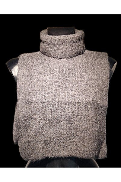 OEM Women's thick wool collar, gray, cut out on the sides, warm, universal size