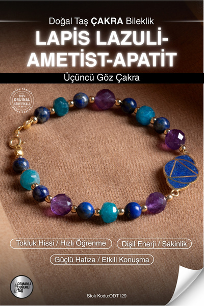 OSMANLI DEĞERLİ TAŞ Sertifikalı LAPİS LAZULİ-AMETİST-APATİT Doğal Taş Altın K...