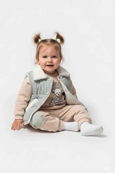 Mamman's Winter Suit, Inflatable Vest Set Lamb-Lined Thick Baby Boy Children's Suit with Micro-Pockets