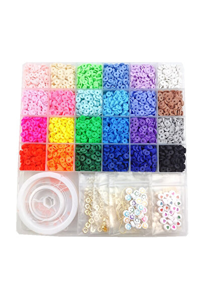 OEM Polymer Clay Bead Kit: 24 Colors, 6mm Spacers for Jewelry & Bracelet Making, Ages 14+