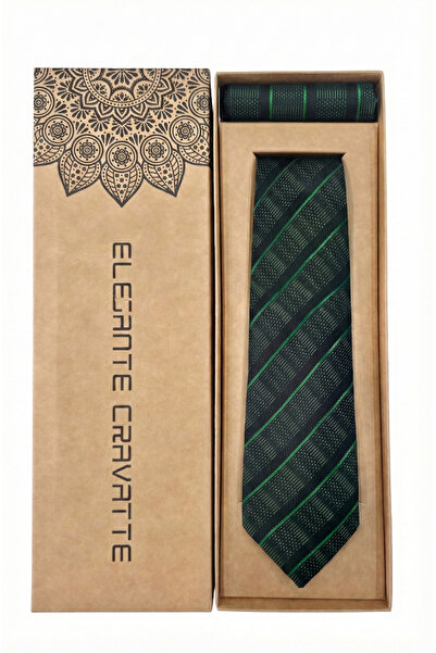 Elegante Cravatte Striped Special Pattern Tie and Pocket Square - Special Boxed