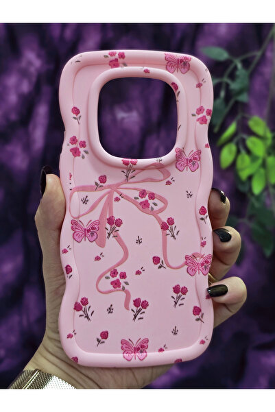 Magic Ring Xiaomi Redmi Note 14 Pro 4g Compatible Butterfly Ribbon and Floral Pattern Pink Phone Case