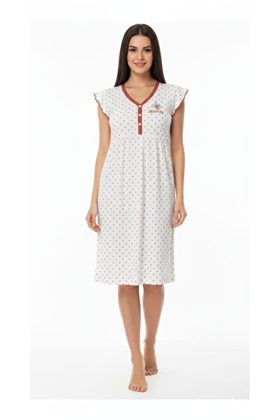 Bumbăcel Cămașă de noapte pentru dame cu mânecă scurtă