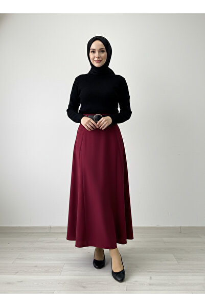 Genel Markalar Kelebek Detaylı Etek-Bordo