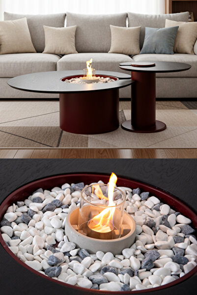 Eymense Monza Şömineli İkili Orta Sehpa Seti