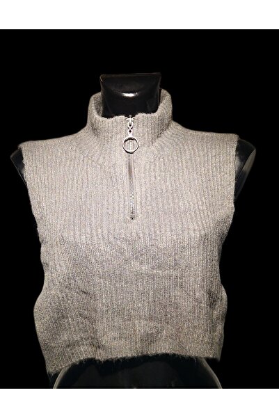 OEM Women's collar with zipper, gray, cut out on the sides, warm, universal size