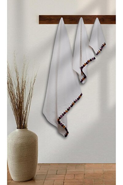 Baveno Cotton 3 Piece Premium Bohemian Colorful Tassel Kitchen & Hand-Face & Bath Towel Set