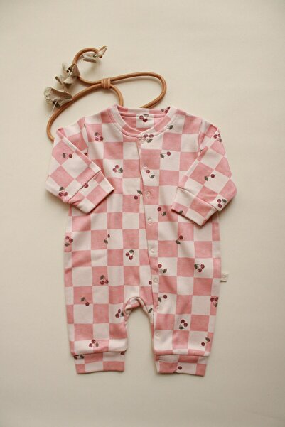 Oh La La Koala For Little Ones Plaid Cherry Series Snap-On Jumpsuit