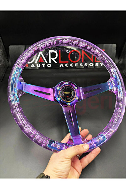 carlone Şeffaf Epoksi Direksiyon Momo 35cm Kabarcıklı Direksiyon Mor Renk