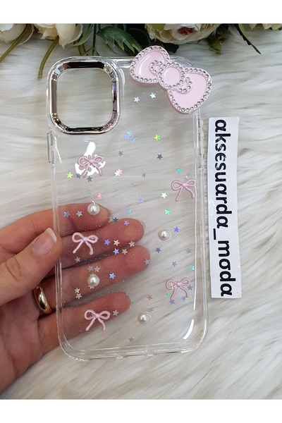 ZB Aksesuarda Moda حافظة شفافة لامعة متوافقة مع هاتف آيفون 11 مع تفاصيل فيونك...