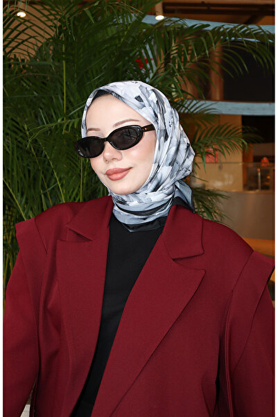 sefamerve Φουλάρι με σχέδιο λουλουδιών 70332-09 Μαύρο Γκρι