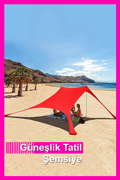 Bundera Markise Gölgelik Tente Kırmızı Plaj Şemsiyesi Bahçe Teras Kamp Piknik...