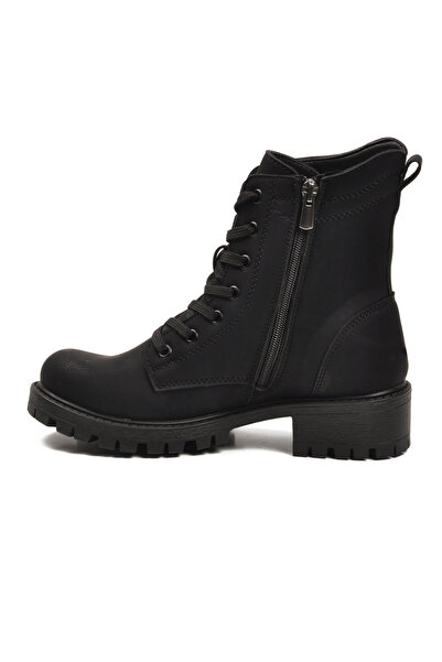 AYAKMOD Black Nubuck Women's Boots with Fleece Inside, Non-Slip Sole, Zipper 24024 Z
