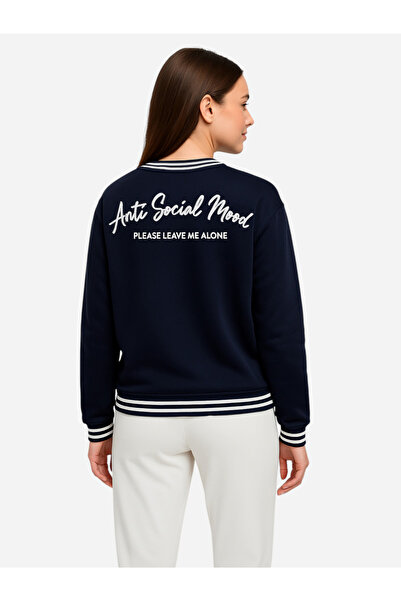 Victor and Jane By Styli V Neck Anti Social Mood Sweatshirt - 100% Cotton Fleece